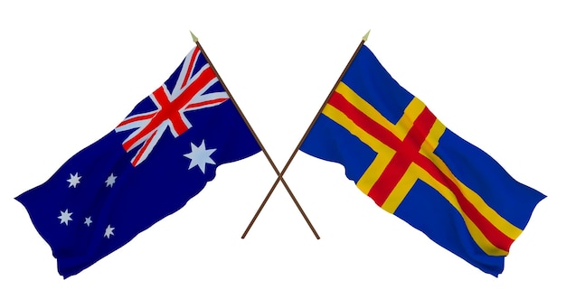 Arrière-plan pour les concepteurs illustrateurs Drapeaux de la fête de l'indépendance nationale Australie et îles Aland