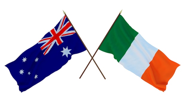 Arrière-plan pour les concepteurs illustrateurs Drapeaux de la fête de l'indépendance nationale Australie et Irlande