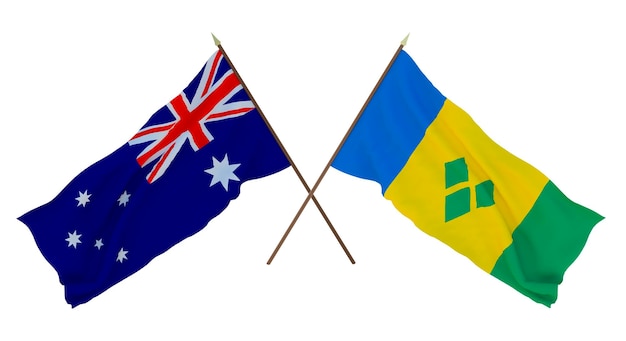 Arrière-plan pour les concepteurs illustrateurs Drapeaux de la fête de l'indépendance nationale Australie et Saint-Vincent