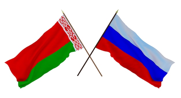 Arrière-plan pour les concepteurs illustrateurs Drapeaux de la fête de l'indépendance nationale Biélorussie et Russie
