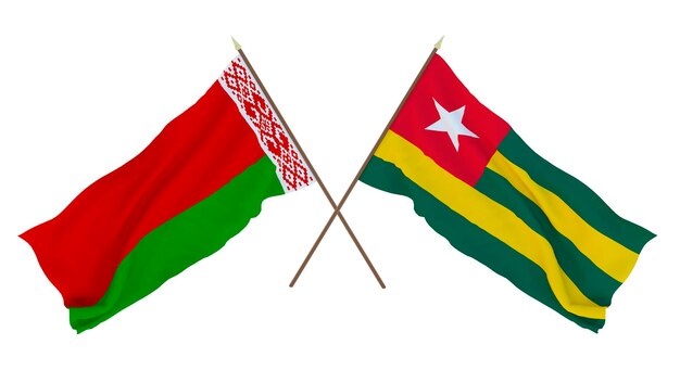 Arrière-plan pour les concepteurs illustrateurs Drapeaux de la fête de l'indépendance nationale Biélorussie et Togo