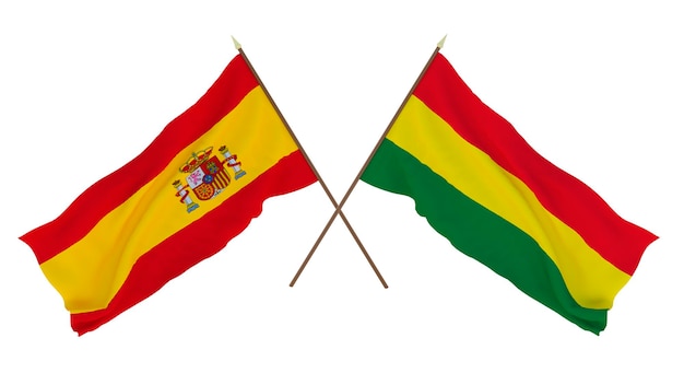 Arrière-plan pour les concepteurs illustrateurs Drapeaux de la fête de l'indépendance nationale Espagne et Bolivie