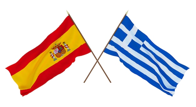 Arrière-plan pour les concepteurs illustrateurs Drapeaux de la fête de l'indépendance nationale Espagne et Grèce
