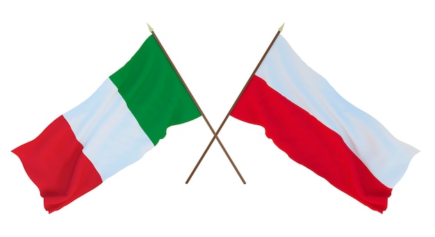 Arrière-plan pour les concepteurs illustrateurs Drapeaux de la fête de l'indépendance nationale Italie et Pologne