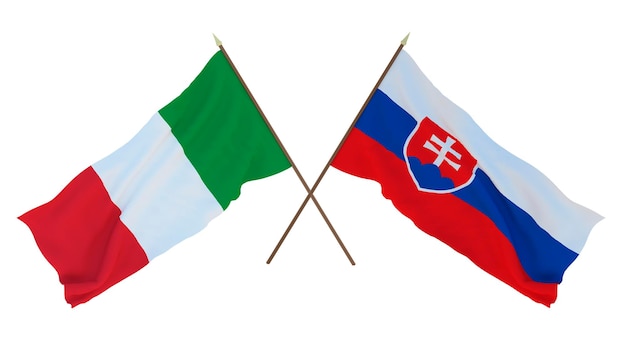Arrière-plan pour les concepteurs illustrateurs Drapeaux de la fête de l'indépendance nationale Italie et Slovaquie