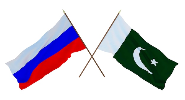 Arrière-plan pour les concepteurs illustrateurs Drapeaux de la fête de l'indépendance nationale Russie et Pakistan