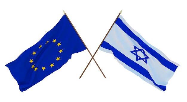 Arrière-plan pour les concepteurs illustrateurs Drapeaux de la fête de l'indépendance nationale L'Union européenne et Israël
