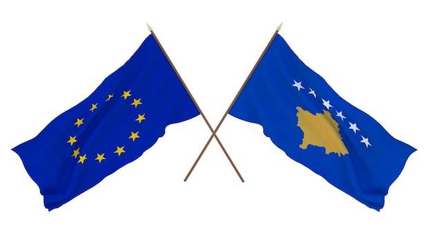 Arrière-plan pour les concepteurs illustrateurs Drapeaux de la fête de l'indépendance nationale L'Union européenne et le Kosovo