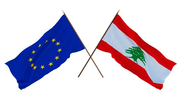 Arrière-plan pour les concepteurs illustrateurs Drapeaux de la fête de l'indépendance nationale L'Union européenne et le Liban