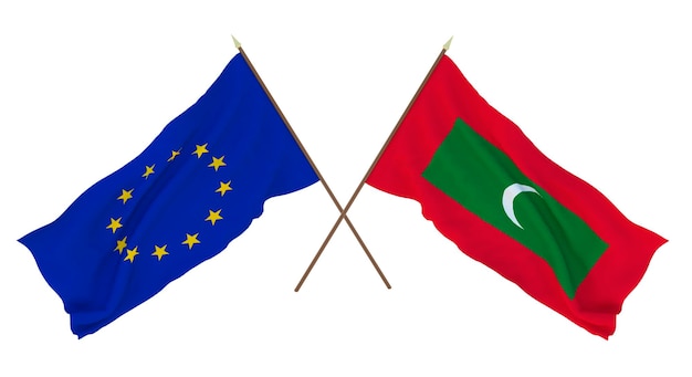 Arrière-plan pour les concepteurs illustrateurs Drapeaux de la fête de l'indépendance nationale L'Union européenne et les Maldives