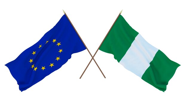 Arrière-plan pour les concepteurs illustrateurs Drapeaux de la fête de l'indépendance nationale L'Union européenne et le Nigeria