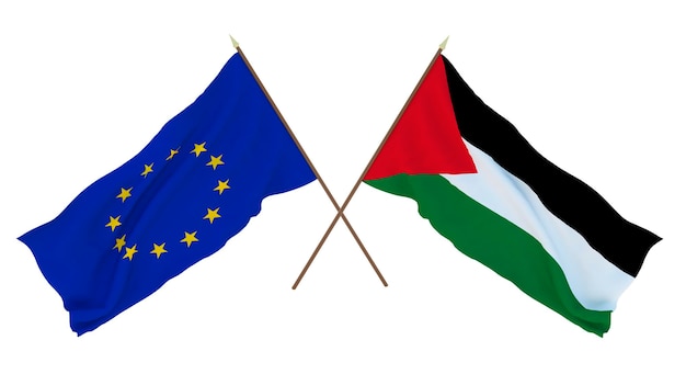 Arrière-plan pour les concepteurs illustrateurs Drapeaux de la fête de l'indépendance nationale L'Union européenne et la Palestine