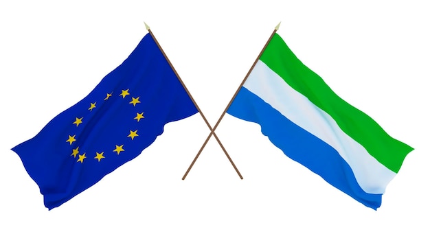 Photo arrière-plan pour les concepteurs illustrateurs drapeaux de la fête de l'indépendance nationale l'union européenne et la sierra leone