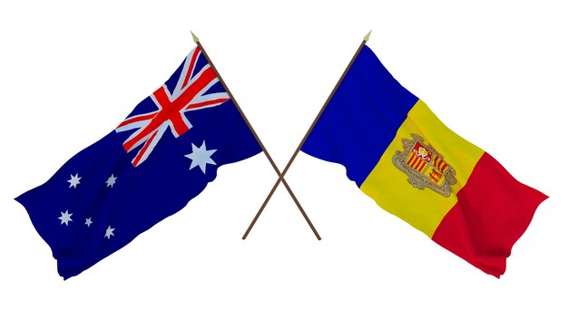 Arrière-plan pour les concepteurs illustrateurs Drapeaux de la fête nationale de l'indépendance Australie et Andorre