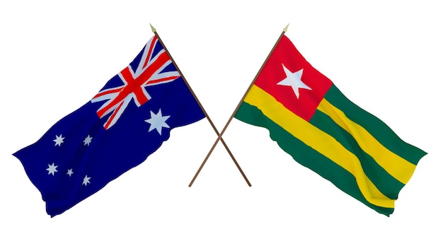 Arrière-plan pour les concepteurs illustrateurs Drapeaux de la fête nationale de l'indépendance de l'Australie et du Togo