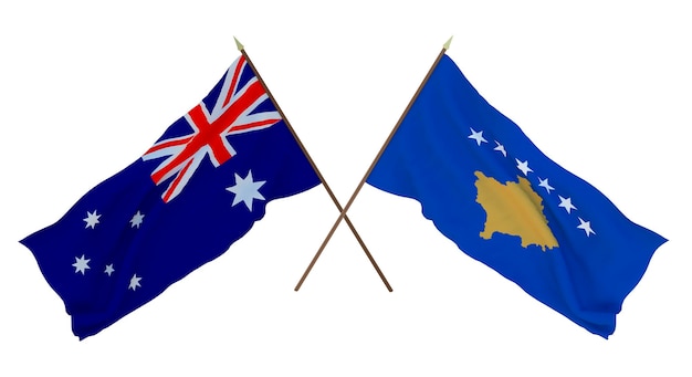 Arrière-plan pour les concepteurs illustrateurs Drapeaux de la fête nationale de l'indépendance Australie et Kosovo