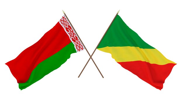 Arrière-plan pour les concepteurs illustrateurs Drapeaux de la fête nationale de l'indépendance Biélorussie et Congo Brazzaville