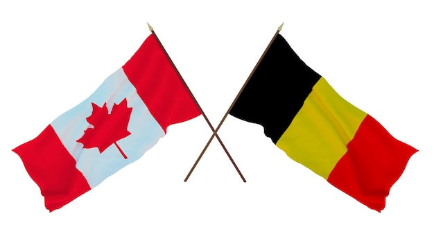 Arrière-plan pour les concepteurs illustrateurs Drapeaux de la fête nationale de l'indépendance Canada et Belgique