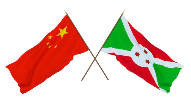 Arrière-plan pour les concepteurs illustrateurs Drapeaux de la fête nationale de l'indépendance de la Chine et du Burundi