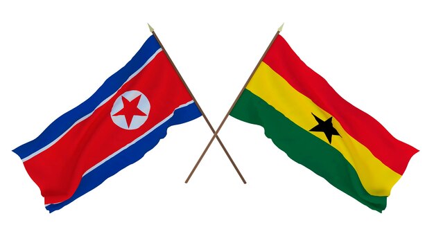 Arrière-plan pour les concepteurs illustrateurs Drapeaux de la fête nationale de l'indépendance Corée du Nord et Ghana