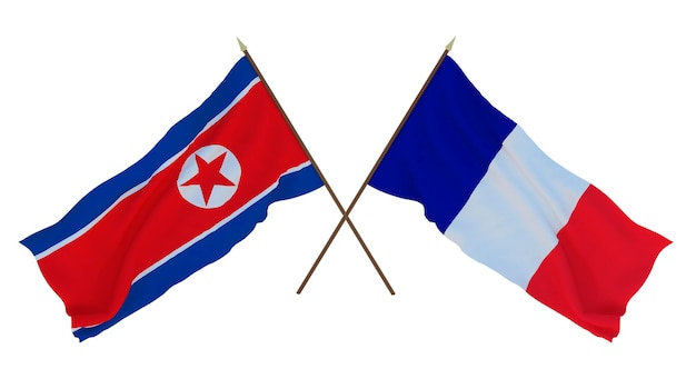 Arrière-plan pour les concepteurs illustrateurs Drapeaux de la fête nationale de l'indépendance Corée du Nord et Saint-Martin