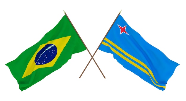 Arrière-plan pour les concepteurs illustrateurs Drapeaux de la fête nationale de l'indépendance du Brésil et d'Aruba