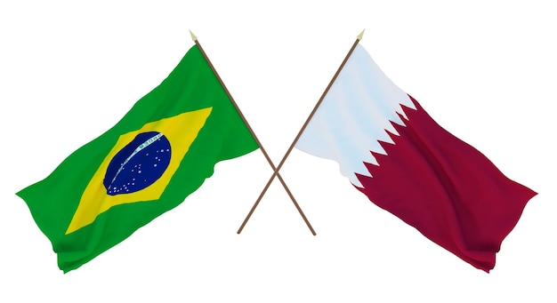 Arrière-plan pour les concepteurs illustrateurs Drapeaux de la fête nationale de l'indépendance du Brésil et du Qatar