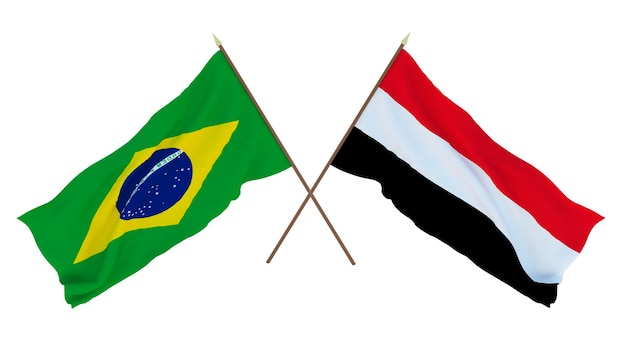 Arrière-plan pour les concepteurs illustrateurs Drapeaux de la fête nationale de l'indépendance du Brésil et du Yémen