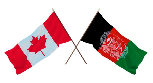 Arrière-plan pour les concepteurs illustrateurs Drapeaux de la fête nationale de l'indépendance du Canada et de l'Afghanistan