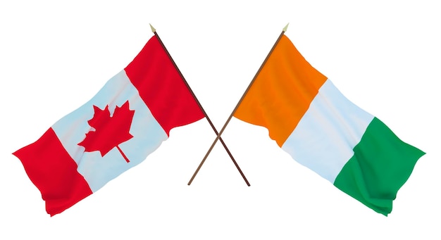 Arrière-plan pour les concepteurs illustrateurs Drapeaux de la fête nationale de l'indépendance du Canada et de la Côte d'Ivoire