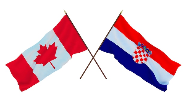 Arrière-plan pour les concepteurs illustrateurs Drapeaux de la fête nationale de l'indépendance du Canada et de la Croatie