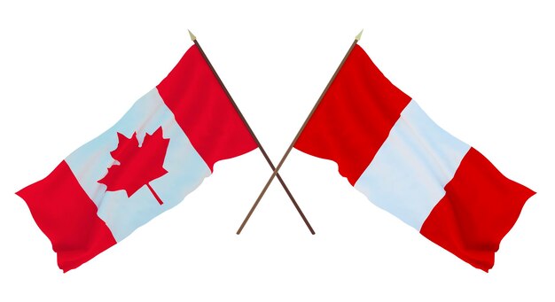 Arrière-plan pour les concepteurs illustrateurs Drapeaux de la fête nationale de l'indépendance du Canada et du Pérou