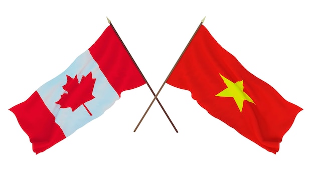 Arrière-plan pour les concepteurs illustrateurs Drapeaux de la fête nationale de l'indépendance du Canada et du Vietnam