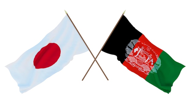 Arrière-plan pour les concepteurs illustrateurs Drapeaux de la fête nationale de l'indépendance du Japon et de l'Afghanistan