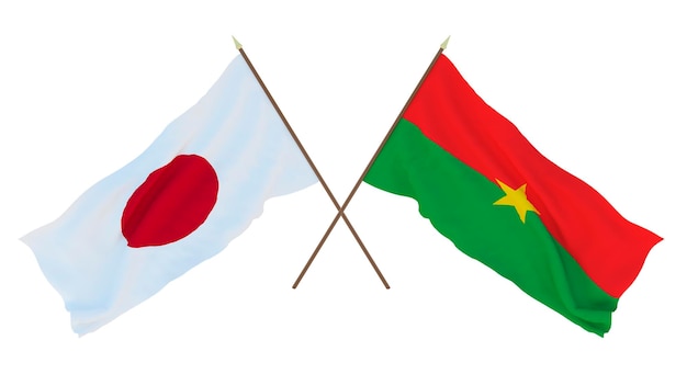 Arrière-plan pour les concepteurs illustrateurs Drapeaux de la fête nationale de l'indépendance du Japon et du Burkina Faso