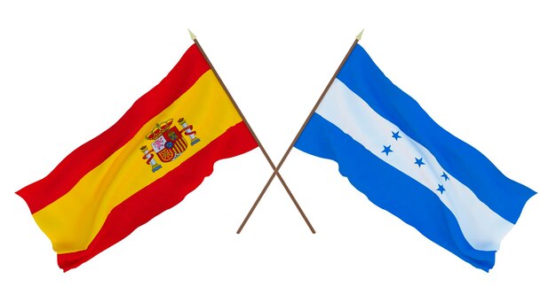 Arrière-plan pour les concepteurs illustrateurs Drapeaux de la fête nationale de l'indépendance Espagne et Honduras