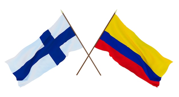 Arrière-plan Pour Les Concepteurs Illustrateurs Drapeaux De La Fête Nationale De L'indépendance Finlande Et Colombie
