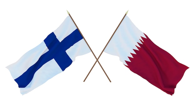 Arrière-plan pour les concepteurs illustrateurs Drapeaux de la fête nationale de l'indépendance de la Finlande et du Qatar