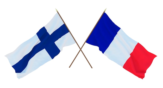 Arrière-plan pour les concepteurs illustrateurs Drapeaux de la fête nationale de l'indépendance de la Finlande et de l'île de Clipperton