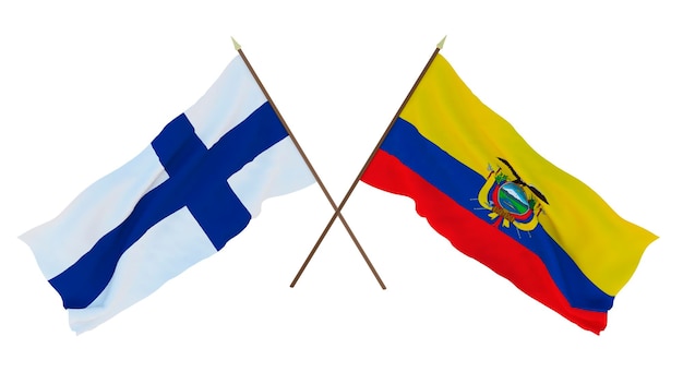Arrière-plan pour les concepteurs illustrateurs Drapeaux de la fête nationale de l'indépendance de la Finlande et de l'Équateur