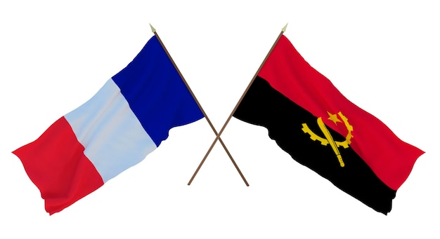 Arrière-plan pour les concepteurs illustrateurs Drapeaux de la fête nationale de l'indépendance France et Angola