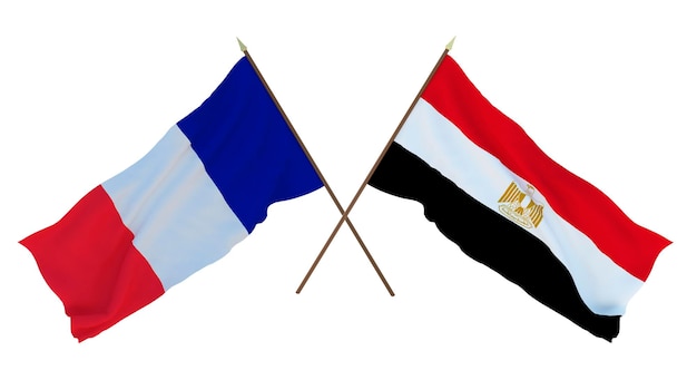 Arrière-plan pour les concepteurs illustrateurs Drapeaux de la fête nationale de l'indépendance France et Egypte