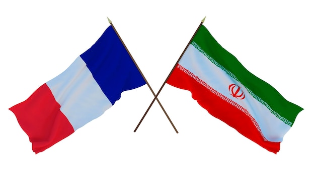 Arrière-plan pour les concepteurs illustrateurs Drapeaux de la fête nationale de l'indépendance France et Iran