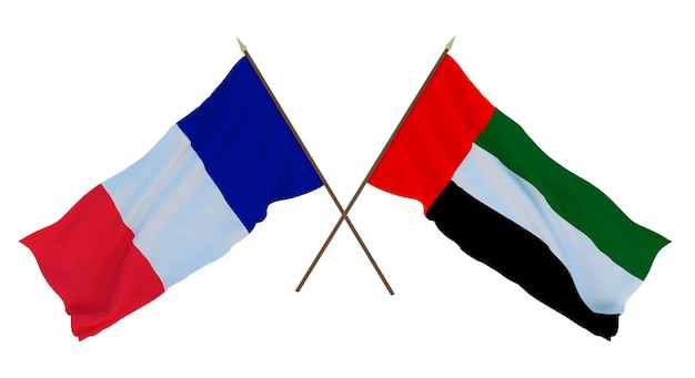 Arrière-plan pour les concepteurs illustrateurs Drapeaux de la fête nationale de l'indépendance France et Émirats arabes unis