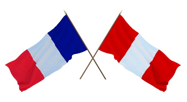 Photo arrière-plan pour les concepteurs illustrateurs drapeaux de la fête nationale de l'indépendance france et pérou