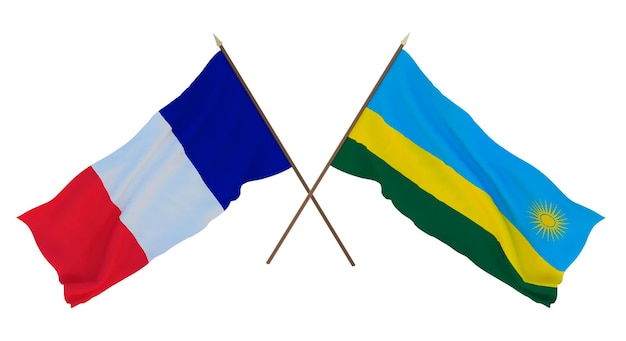 Arrière-plan pour les concepteurs illustrateurs Drapeaux de la fête nationale de l'indépendance France et Rwanda