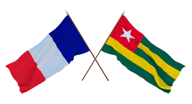 Arrière-plan pour les concepteurs illustrateurs Drapeaux de la fête nationale de l'indépendance France et Togo