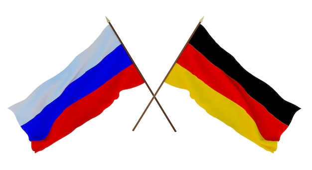 Arrière-plan pour les concepteurs illustrateurs Drapeaux de la fête nationale de l'indépendance de la Russie et de l'Allemagne