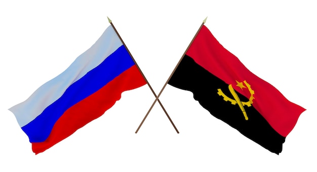 Arrière-plan pour les concepteurs illustrateurs Drapeaux de la fête nationale de l'indépendance Russie et Angola