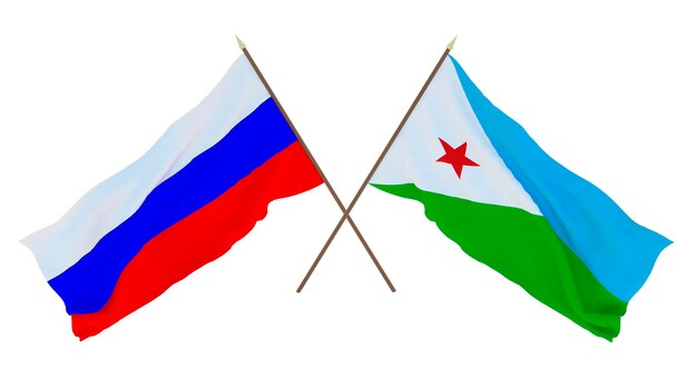 Arrière-plan pour les concepteurs illustrateurs Drapeaux de la fête nationale de l'indépendance de la Russie et de Djibouti